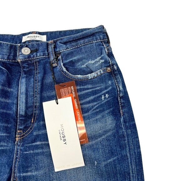 Moussy Vintage Womens Rhode Cropped Flare-Hi Jeans Distressed Raw Hem 28 New - Picture 4 of 11